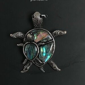 Hildie & Jo Metal and Shell Turtle Pendant NWT